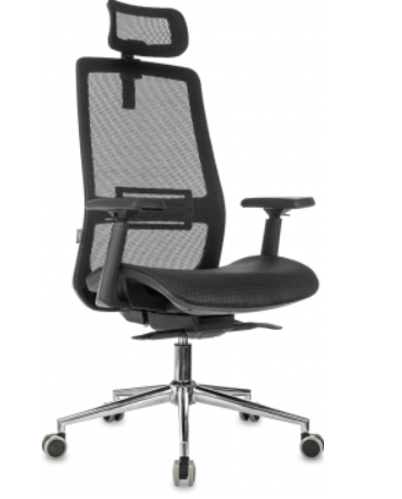 Кресло Бюрократ MC-912-H черный сетка с подголов. крестов. металл хром