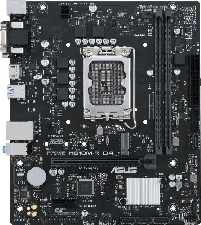 Материнская плата Socket-1700 ASUS PRIME H610M-R D4-SI (H610) 2*DDR4 1*PCI-Ex16 1*PCI-Ex1 M.2 HDMI V