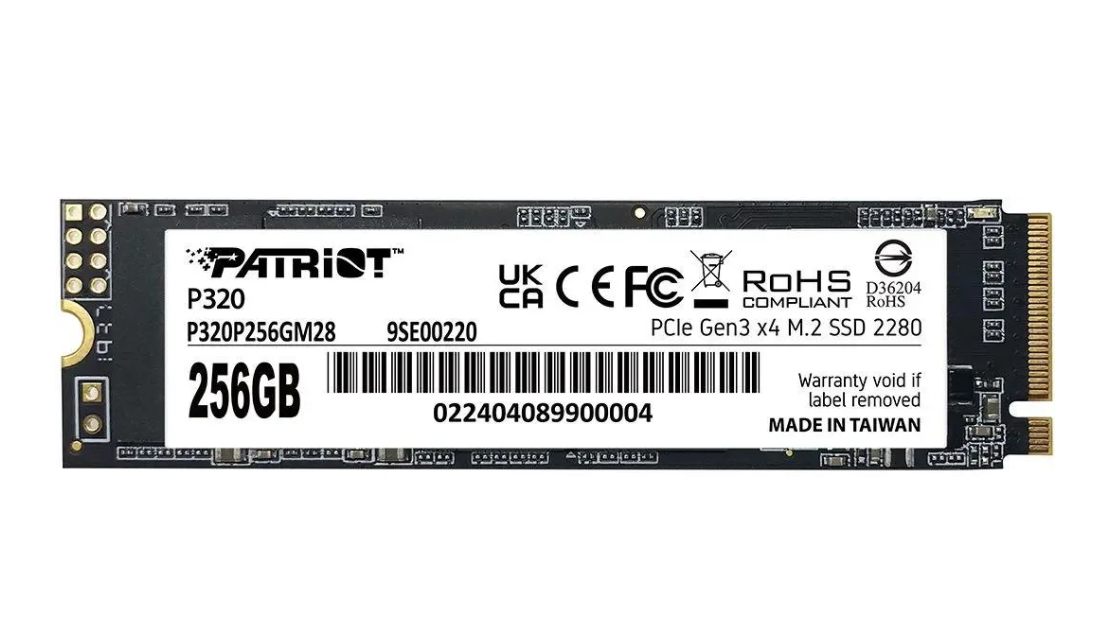 Накопитель SSD M.2 .256Gb Patriot P320P256GM28 (PCI-E 3.0 x4, 2200/1700 Мбайт/сек)