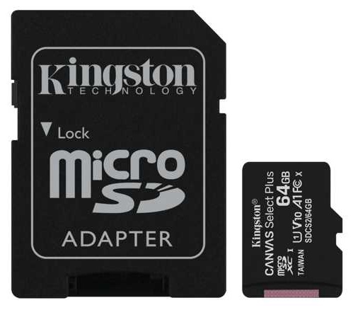 Карта памяти microSD 64Gb Kingston microSDXC Class 10 UHS, с SD адаптером
