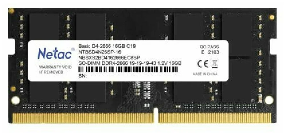 Модуль памяти SODIMM DDR4 16Gb PC4-21300 2666MHz Netac