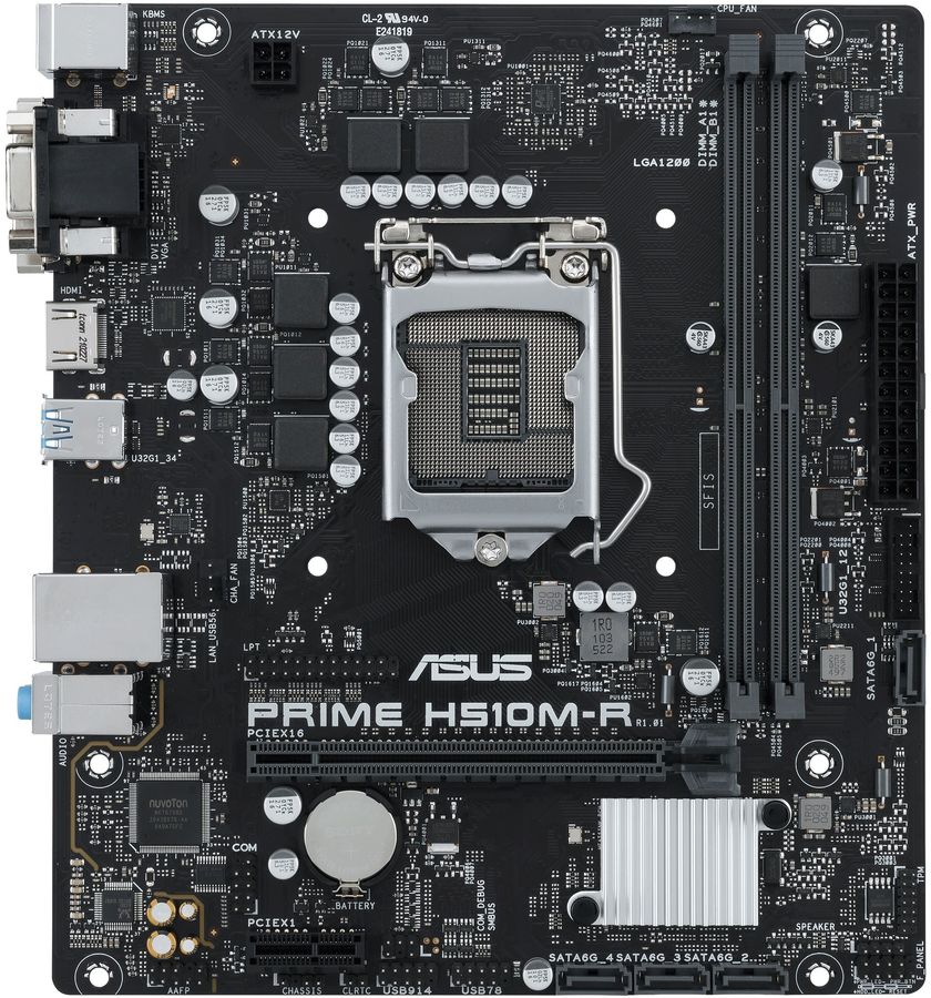 Материнская плата Socket-1200 ASUS PRIME H510M-R-SI (H510) 2*DDR4 1*PCI-Ex16 1*PCI-Ex1 4*SATA HDMI DVI VGA mATX