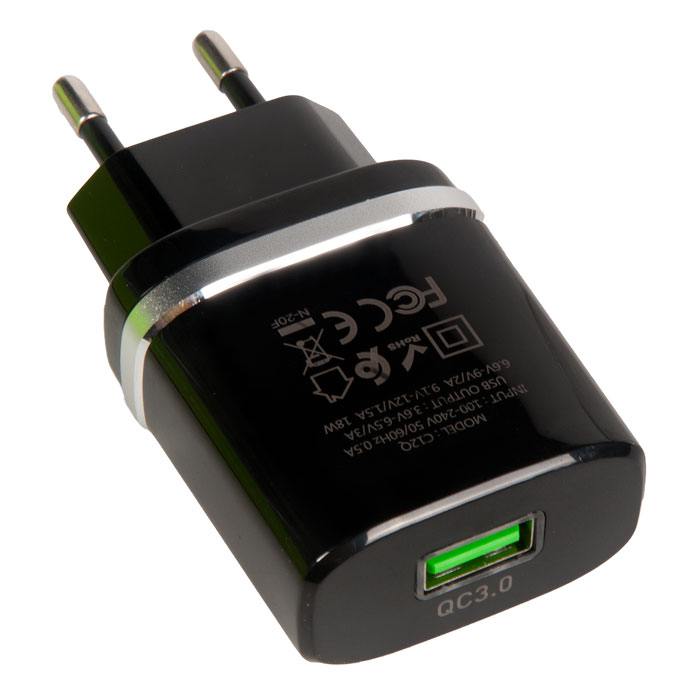 Сетевое зарядное устройство Hoco C12Q 18W USB-A черный