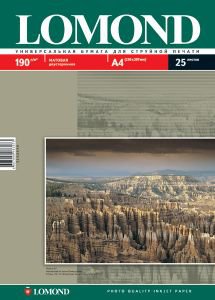 Бумага Lomond [A4] матовая 2х сторонняя, 190гр/м2, 25л