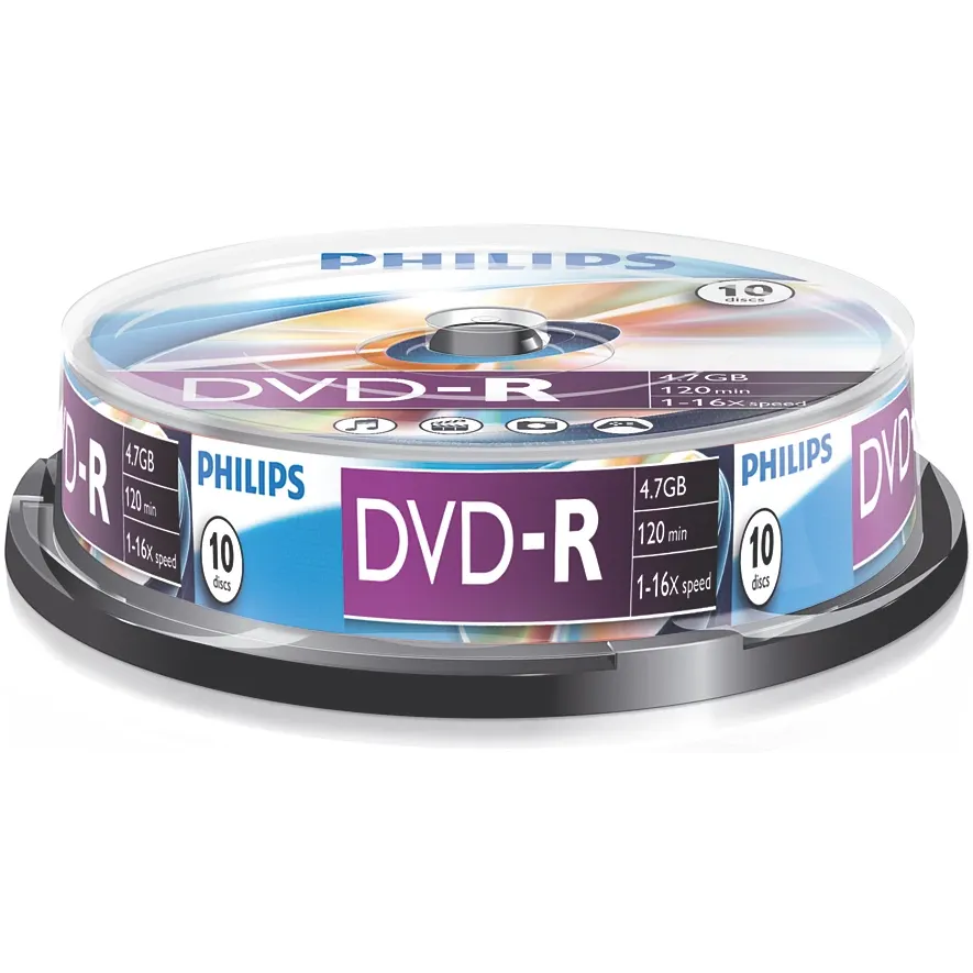 Диск DVD-R 4,7Gb Philips 16x Cake Box (10шт.)