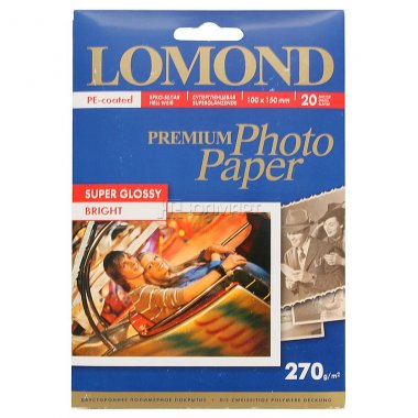Бумага Lomond [10x15см] суперглянцевая, 270гр/м2, 20л