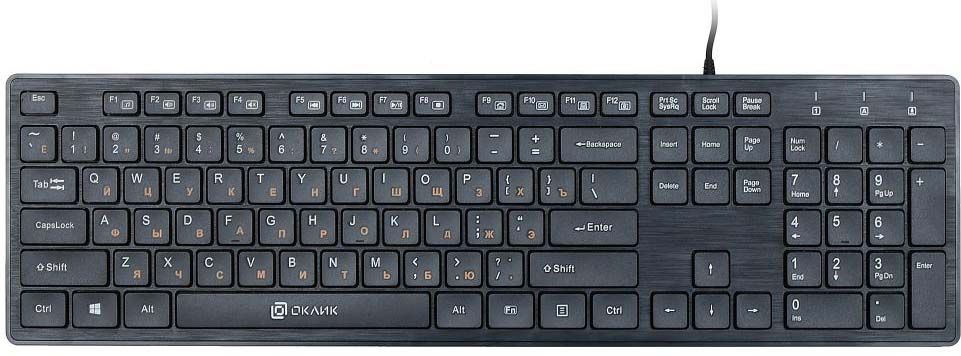 Клавиатура проводная Oklick 520M2U USB+HAB черный