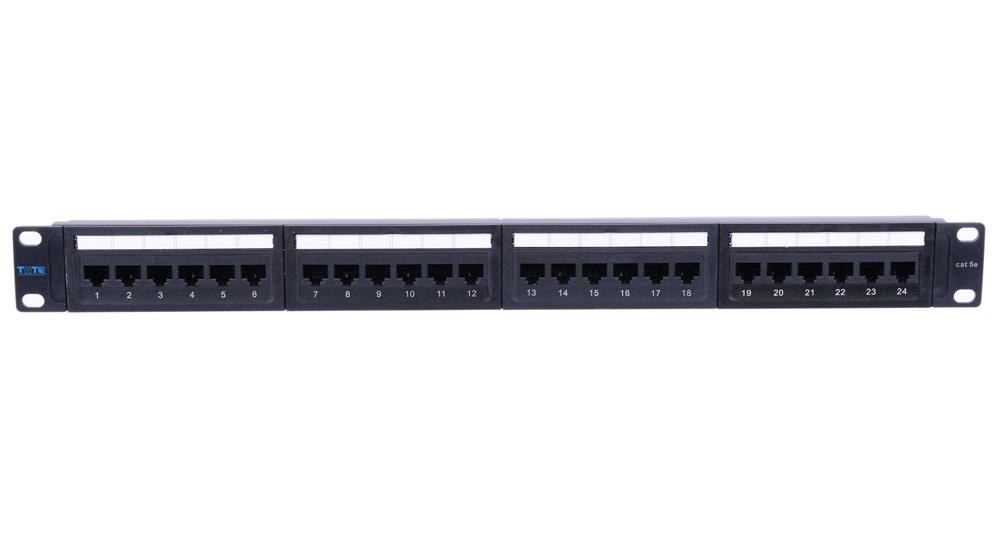 Патч-панель 24 port UTP 5e, RJ45, 19" 1U, Lanmaster TWT-PP24UTP