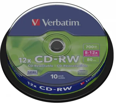 Диск CD-RW 700 Mb Verbatim 12x Cake Box (10шт) (43480)