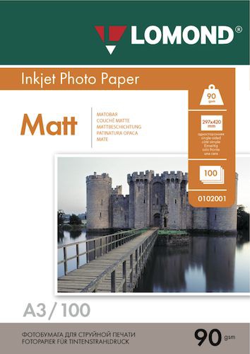 Бумага Lomond [A3] матовая,  90гр/м2, 100л