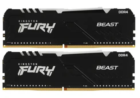 Модуль памяти DDR4 16Gb PC4-25600 3200MHz Kingston Fury Beast Black RGB (Kit of 2)