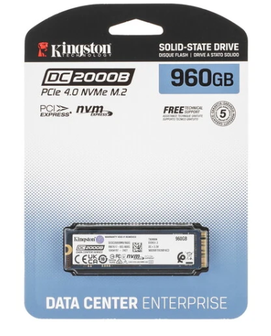 Накопитель SSD M.2 960Gb Kingston DC2000B Series (PCI-E 4.0 x4, 7000/1300 Мбайт/сек)
