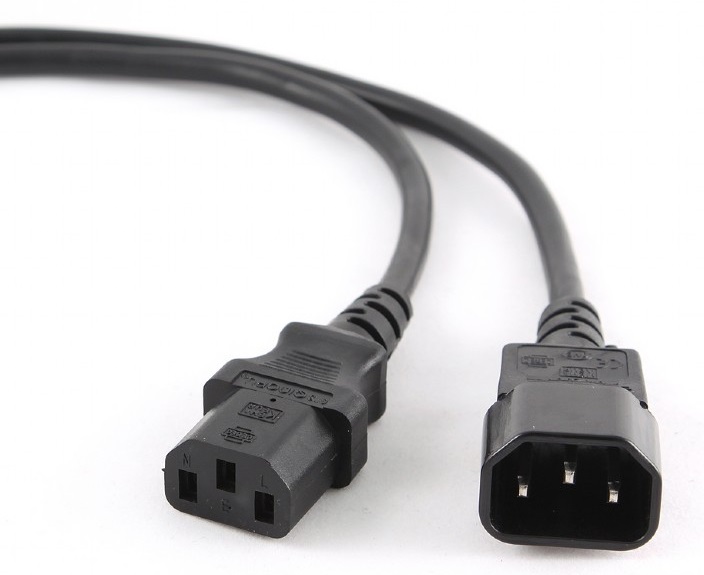 Кабель питания 220V C13 - C14, 1.8м, 16А, черный (удлинительный)