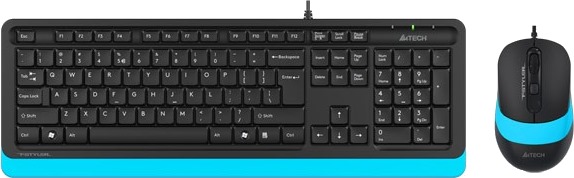 Комплект проводной (клавиатура+мышь) A4Tech Fstyler F1010 черный/синий