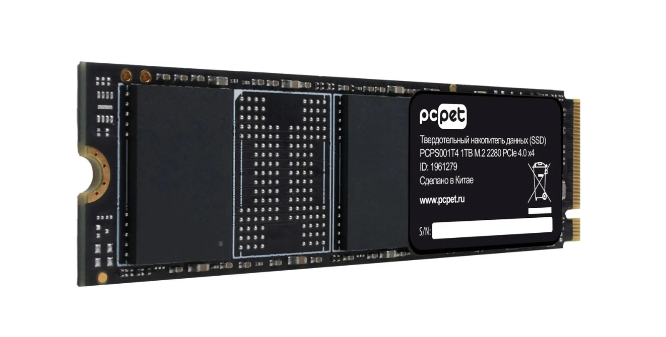 Накопитель SSD M.2 4Tb PC Pet PCPS001T4 (PCI-E 4.0 x4, 4500/2700 Мбайт/сек)