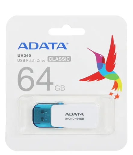 Флешка .64Gb ADATA [UV240] USB белый/голубой