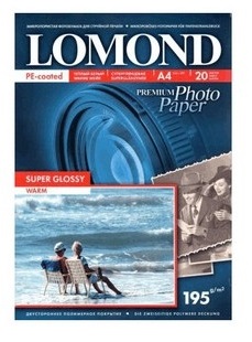 Бумага Lomond [A4] суперглянцевая, 195гр/м2, 20л