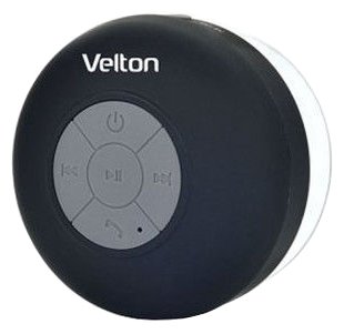 Портативная акустика VELTON VLT-SP116BTW (3W, Bluetooth, влагозащищенный корпус) черный