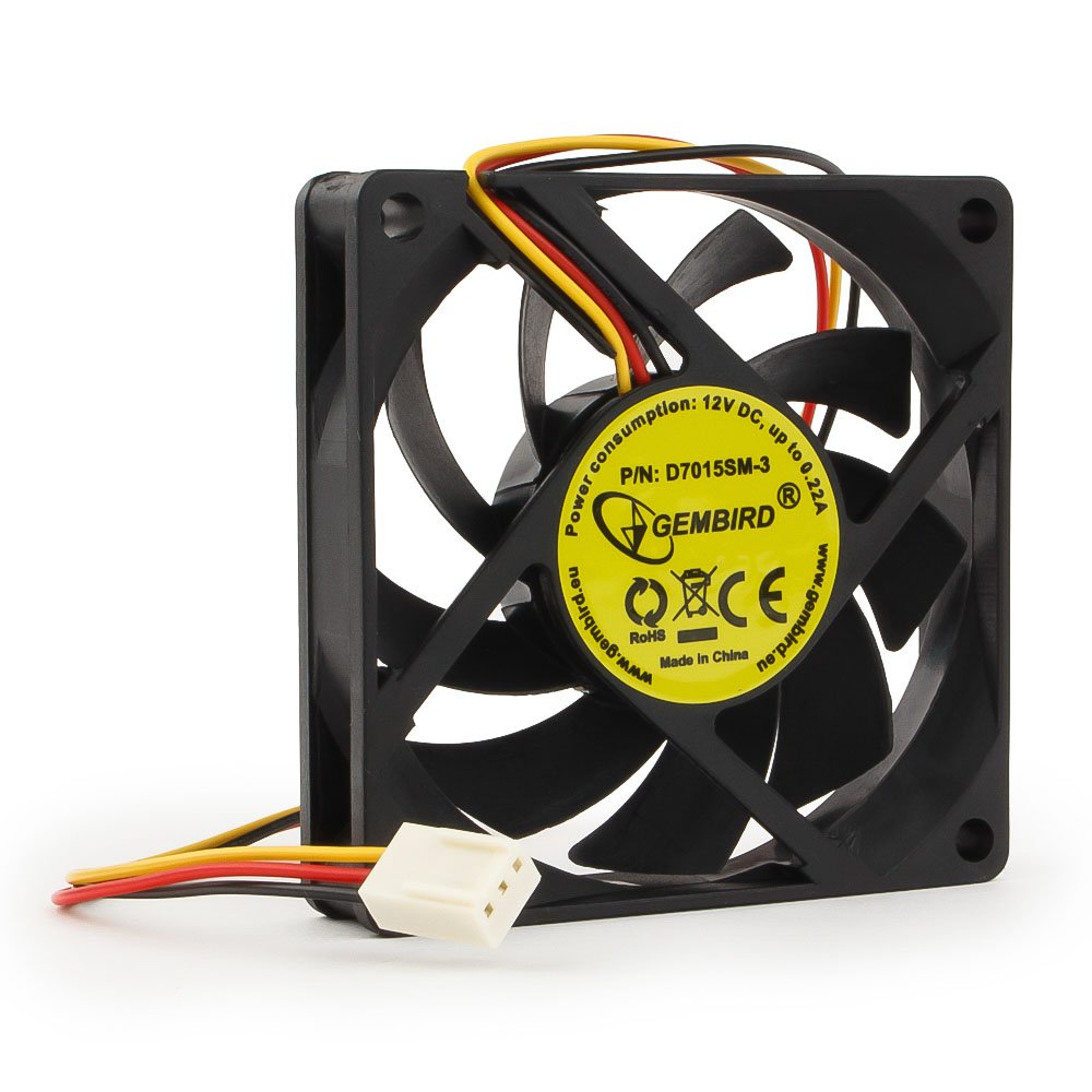 Вентилятор для корпуса 70mm Gembird D7015SM-3 (3pin, 70х70x15, 2600об/мин, 27дБ, провод 25cm)