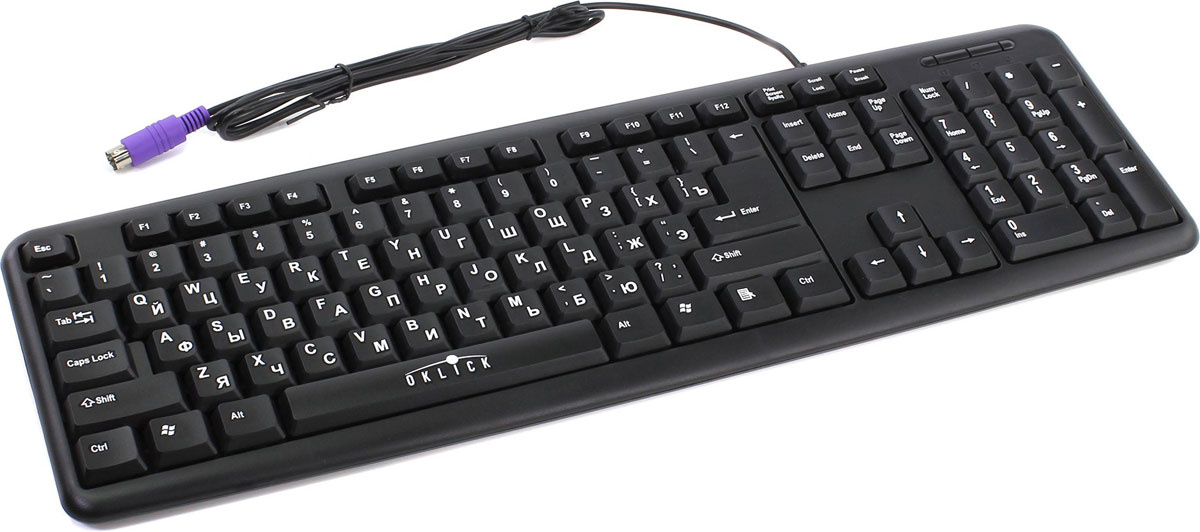 Клавиатура проводная Oklick 180M PS/2 Black