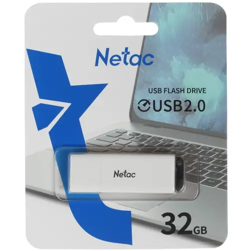 Флешка 32Gb Netac U185 USB2.0 с колпачком пластиковая, белая