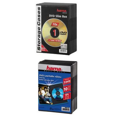 Коробка для DVD HAMA из черного пластика, 7мм, 10шт