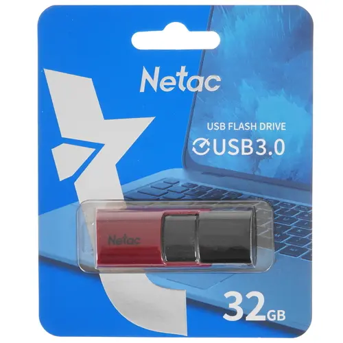 Флешка 32Gb Netac U182 USB3.0 выдвижной, чёрный