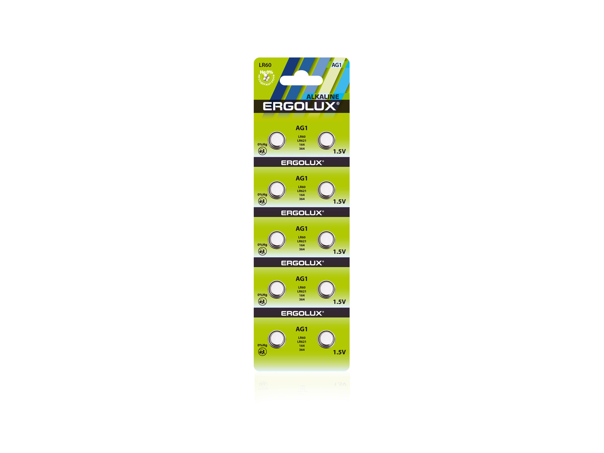 Элемент питания LR60 | LR621 | 164 | 364, 10шт, Ergolux AG1-BP10