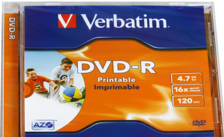 Диск DVD+R 4,7Gb Verbatim 16x Jewel case Printable