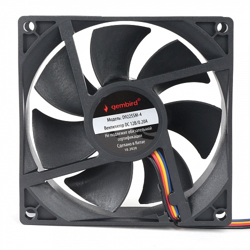 Вентилятор для корпуса 92mm Gembird D9225SM-4 (4-pin, 92x92x25мм, втулка, провод 30 см)