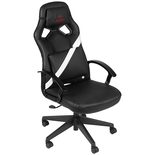 Кресло Zombie DRIVER (эко.кожа, мех. качания, крест. пластик, до 120 кг) Черный/белый