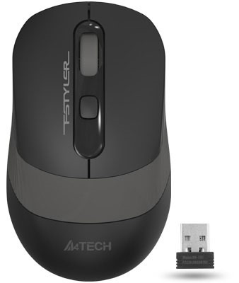 Мышь беспроводная A4Tech Fstyler FG10S 2000dpi бесшумная черный/серый