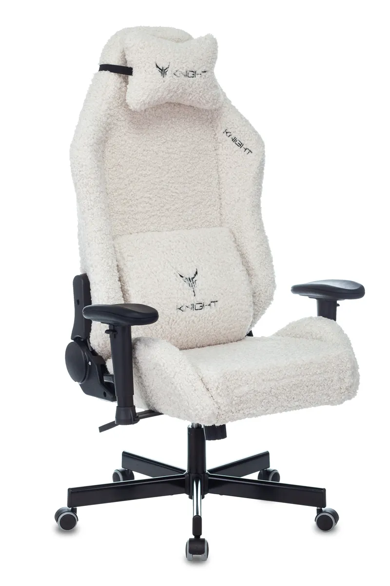 Кресло Knight T1 (экомех, мех. качания, реклайнер, крест. металл, до 150 кг) Молочный