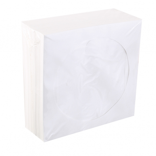 Конверты для CD Mirex бумажные белые, прозрачное окно, с вырубным язычком (100шт.)