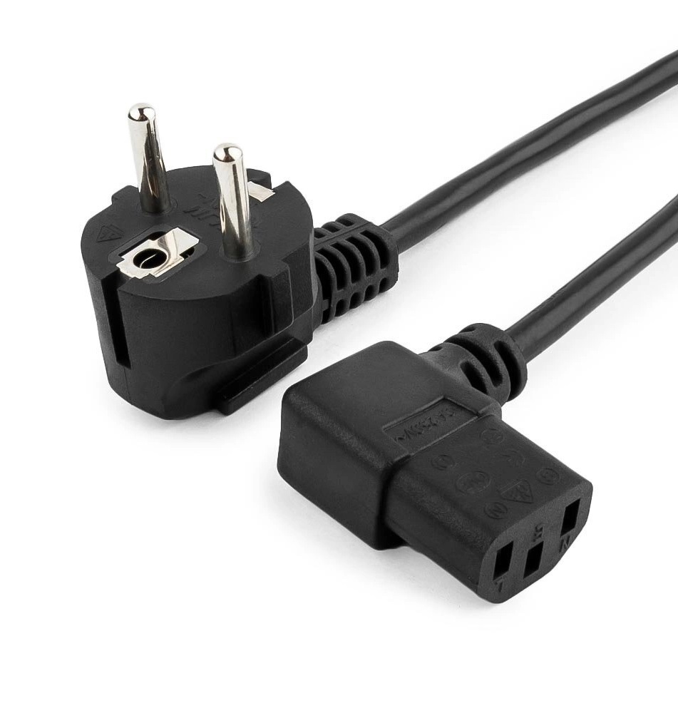 Кабель питания 220V  1.8м, Schuko- C13, 10А, VDE, Cablexpert, черный (угловой разъем)