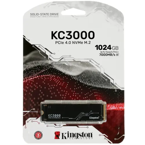 Накопитель SSD M.2 1Tb Kingston KC3000 Series (PCI-E 4.0 x4, 7000/6000 Мбайт/сек)
