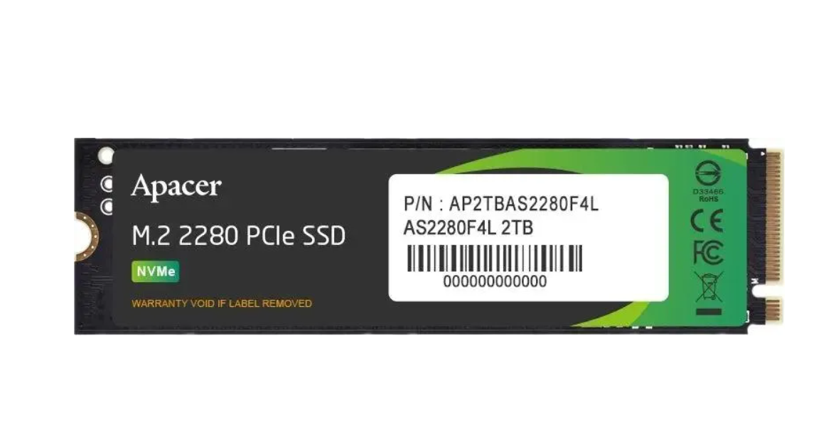 Накопитель SSD M.2 2Tb Apacer AS2280F4 (PCI-E 5.0 x4, 10500/8700 Мбайт/сек)