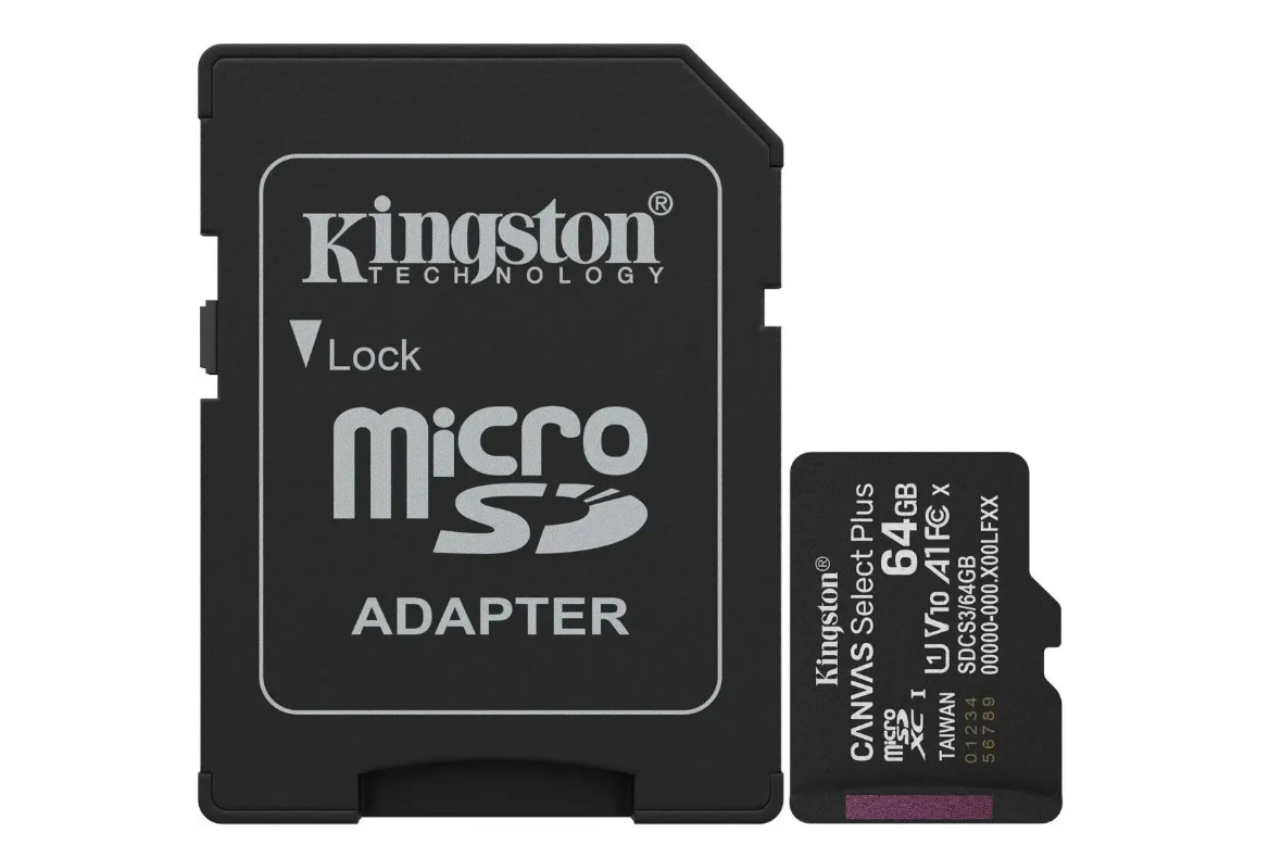 Карта памяти microSD .64Gb Kingston microSDXC Class 10 UHS-I U1 A1 V 10 Select Plus + SD адаптер 100