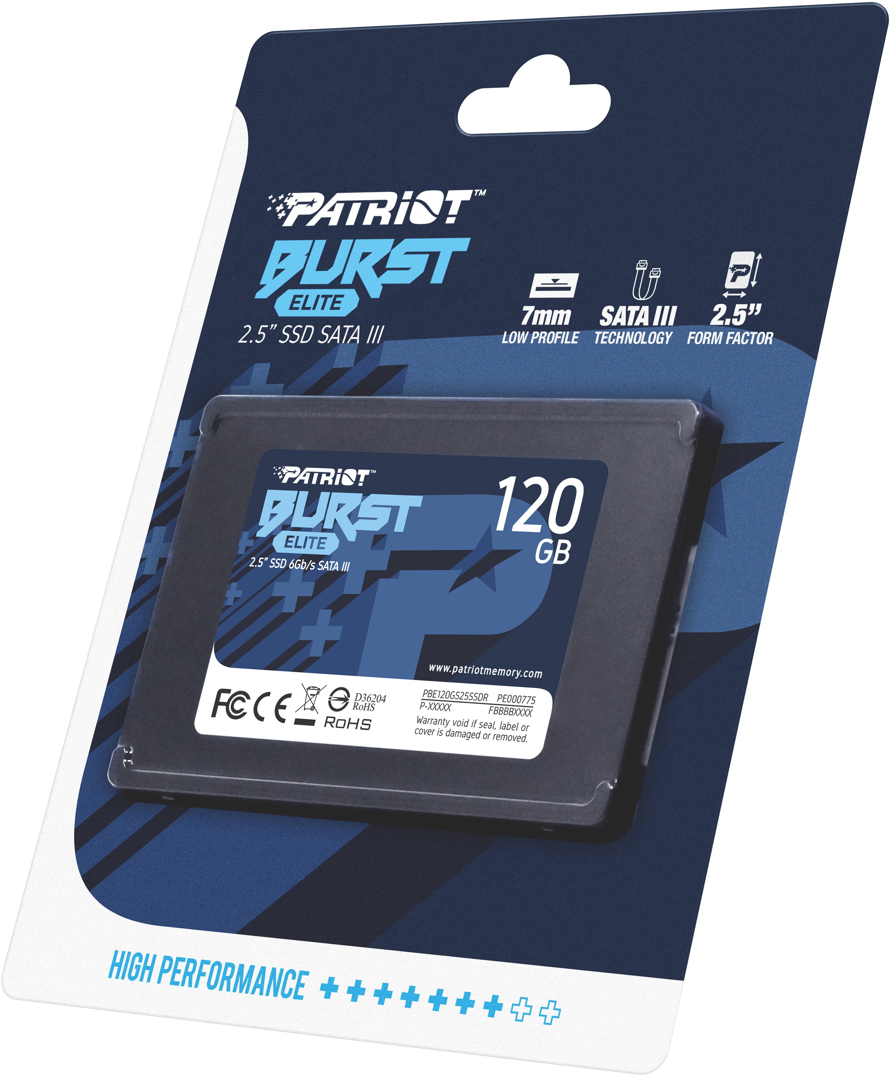 Накопитель SSD SATA .120Gb Patriot Burst Elite (SATA3, 450/320 Мбайт/сек)