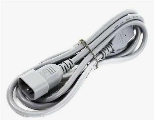 Кабель питания 220V C13 - C14, 1.8м, 10А, WS-003, серый (удлинительный)