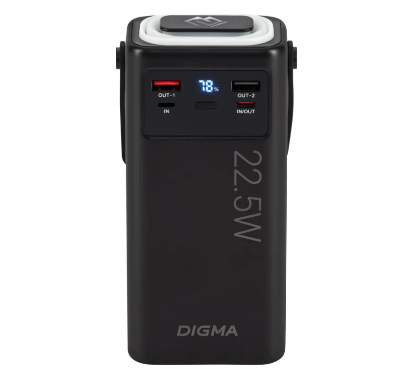 Внешний аккумулятор 30000 mAh_ Digma DGPF30B QC3.0/PD3.0 22.5W 3A 4xUSB-A/2xUSB-C черный