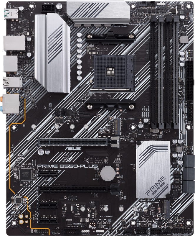 Материнская плата Socket AM4 ASUS PRIME B550-PLUS (B550) 4*DDR4 3*PCI-Ex1 2*PCI-Ex16 6*SATA 2*M.2 HD