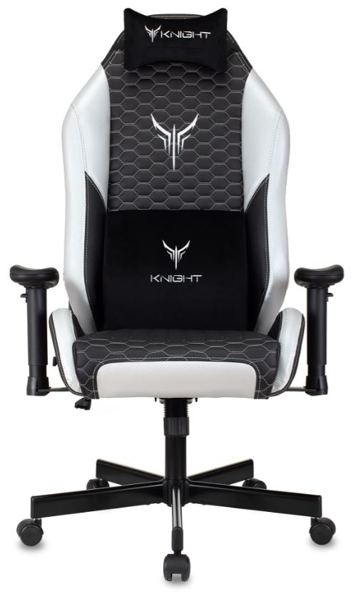 Кресло Knight Neon (соты эко.кожа с подголов. крестов. металл) Черной белый