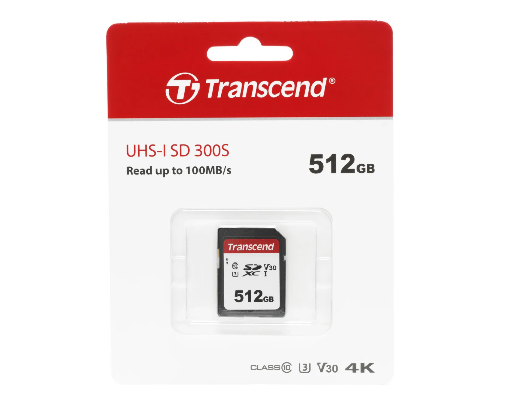 Карта памяти SD 512Gb Transcend 300S UHS-I U3 V30