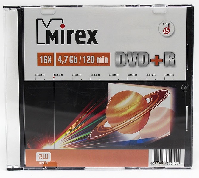 Диск DVD+R 4,7Gb Mirex 16x Slim Case