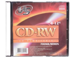Диск CD-RW 700 Mb VS 4x Slim Case