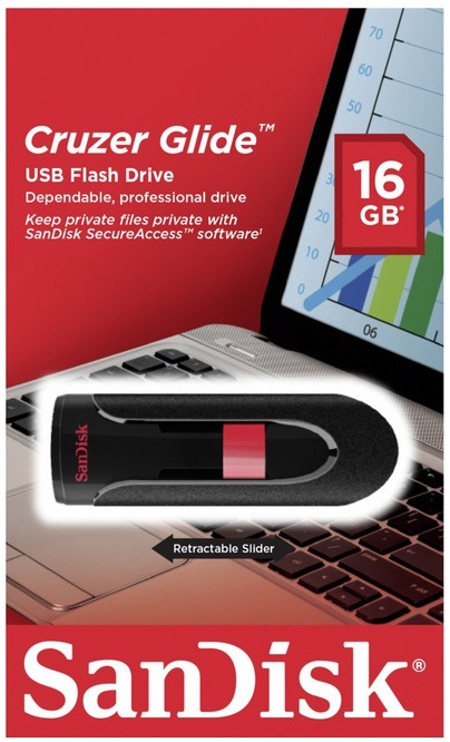 Флешка .16Gb SanDisk Cruzer Glide USB 3.0 черный
