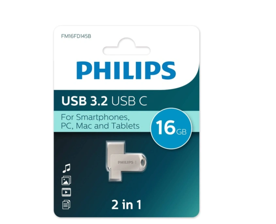 Флешка 16Gb PHILIPS 2-in-1 USB 3.2/Type-C
