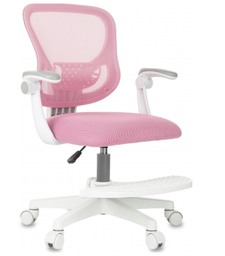 Кресло Бюрократ BUROKIDS 3 (ткань/сетка, эргономичная спинка, подножка, до 120 кг) Бело-розовый