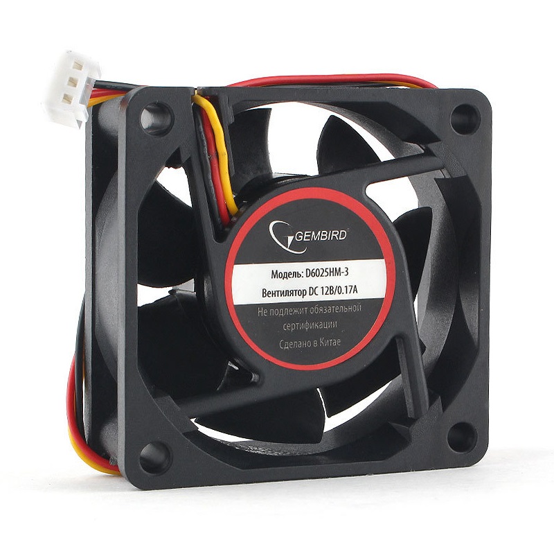 Вентилятор для корпуса 60mm Gembird D6025HM-3 (3 pin, 60х60x25, гидродинамический, провод 25 см)
